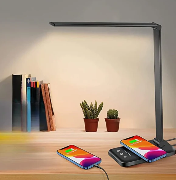 Contemporary Adjustable LED Table Lamp With Charging Function