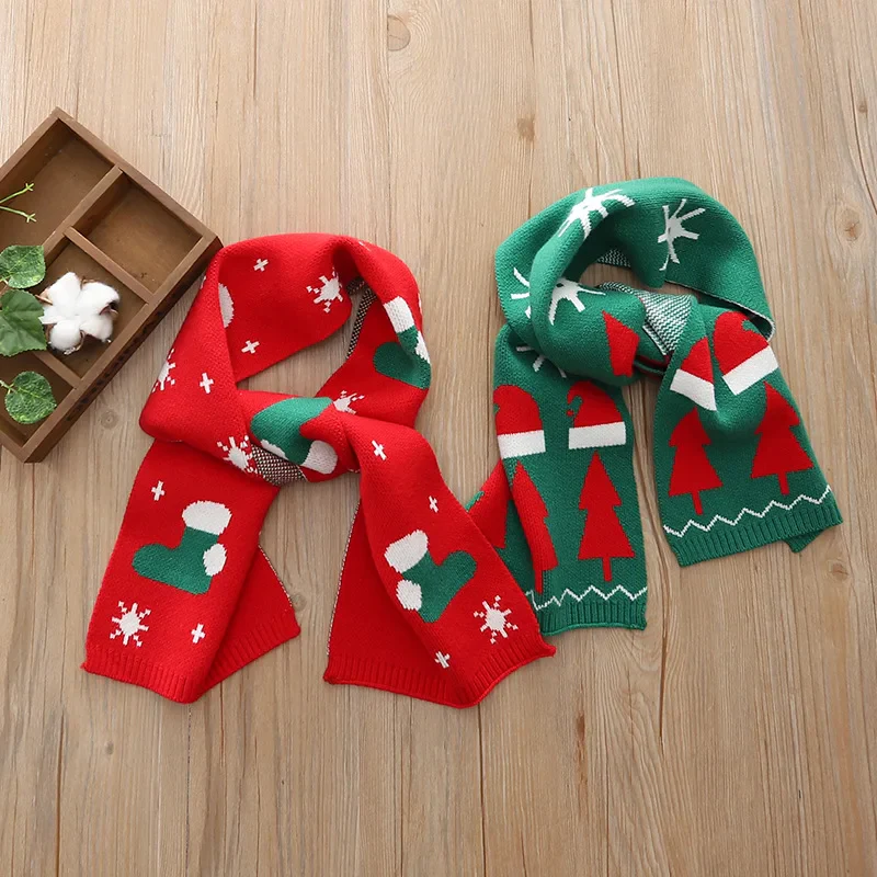 Cute Christmas Knit Scarf for Kids Winter