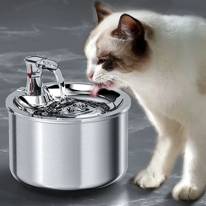 Stainless Steel Cat Water Fountain with Filter and Sensor