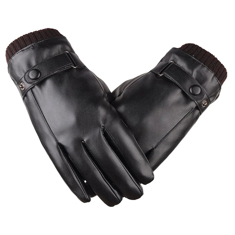 Touch Screen Men's Leather Gloves for Winter - Image 6