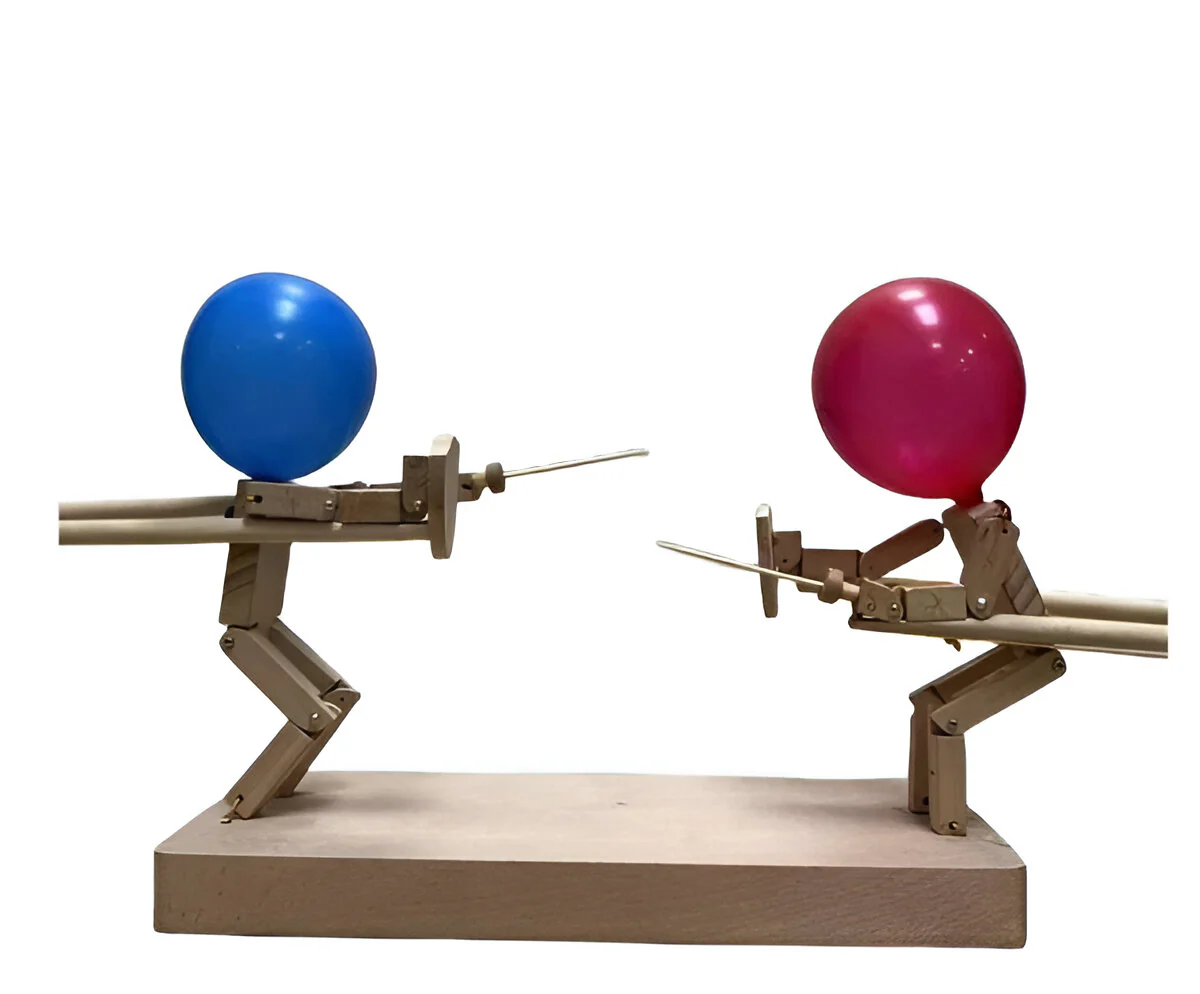 Wooden fencing puppets game